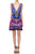 Designer Short Dress in Fuchsia Blue
