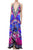Multiway Halter Plunging Neckline Dress in Blue Fuchsia