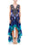 Printed Blue High Low Ruffle Dress