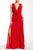 Red V Neckline Maxi Dress